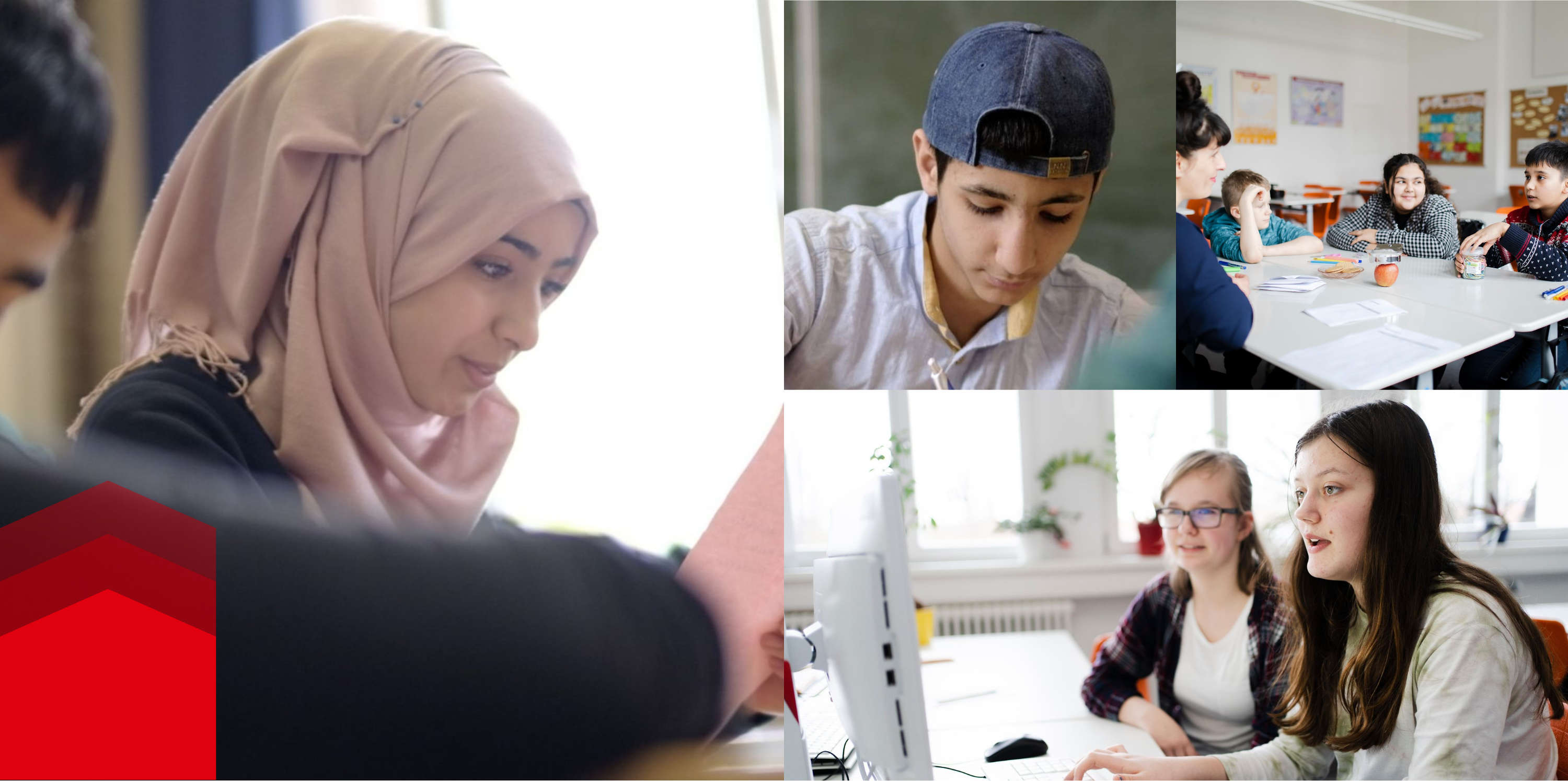 Kolaž slika sa djecom iz različitih nacija u školi