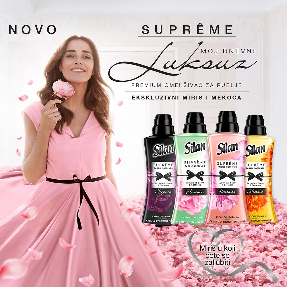 Luksuzan miris rublja uz Silan Suprême: Ovaj omekšivač za rublje sadrži finu parfemsku kompoziciju koju su kreirali francuski parfumeri.