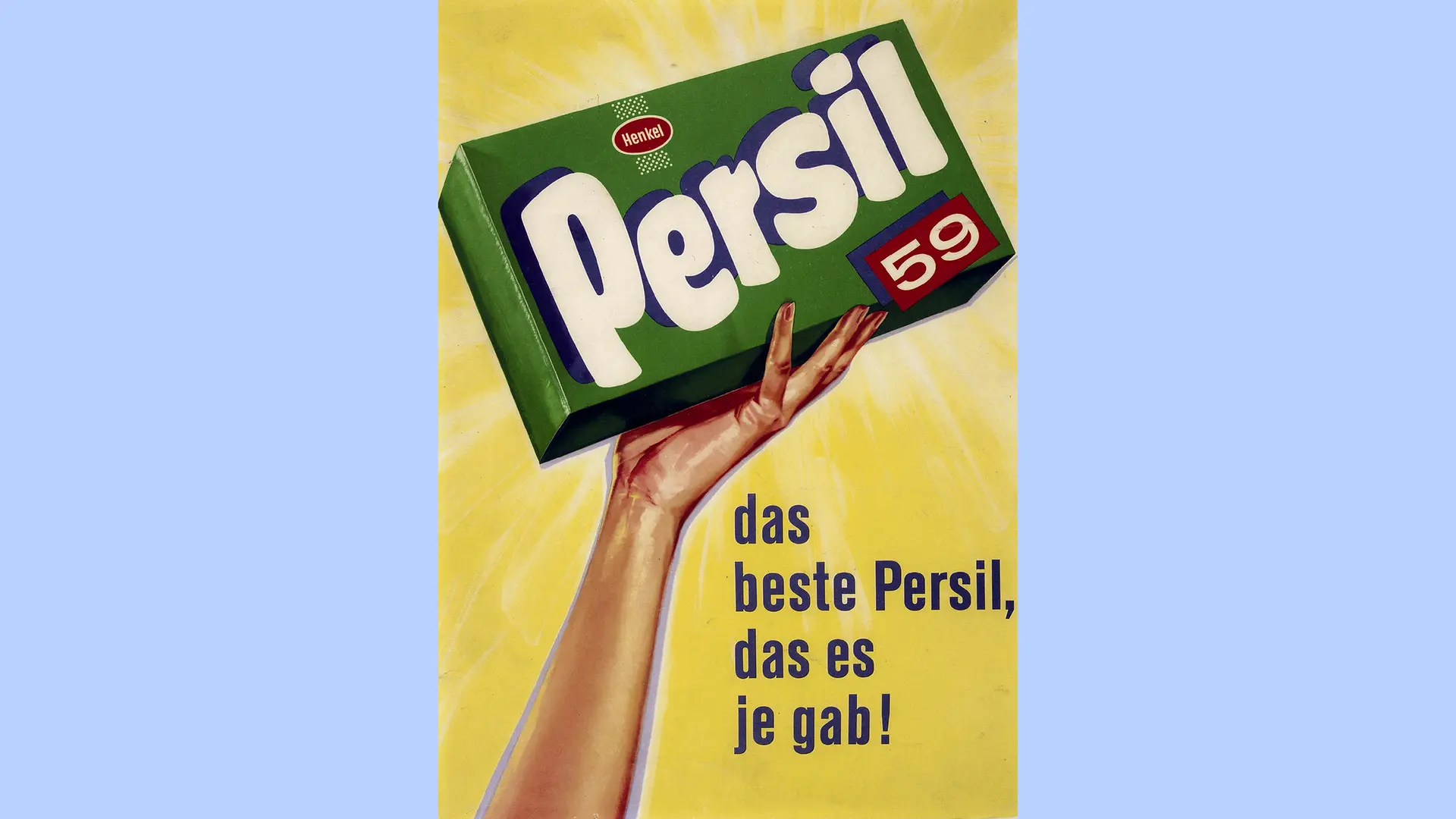 Zeleni reklamni poster koji prikazuje deterdžent Persil 59